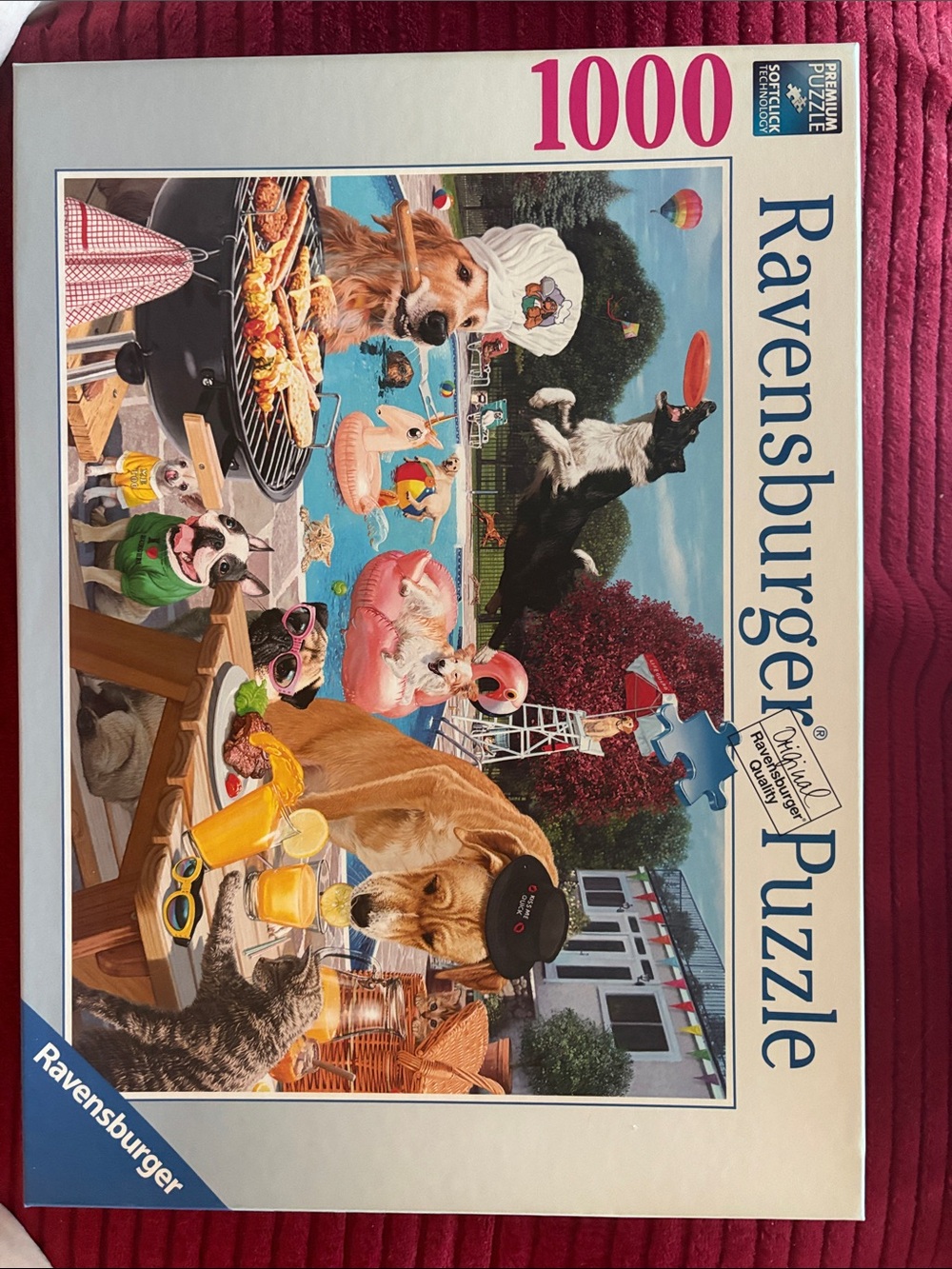 Ravensburger 1000-Piece Dog And Cat Summer Pool Party Jigsaw Puzzle
